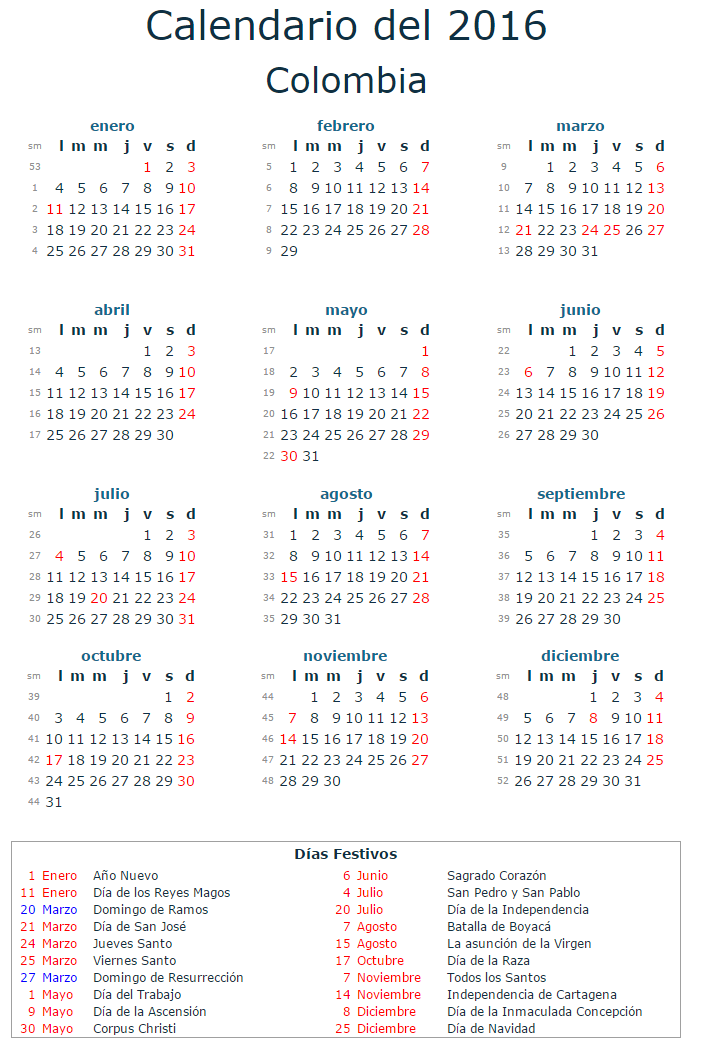 Calendario Colombia 2024 Cuando En El Mundo Image to u