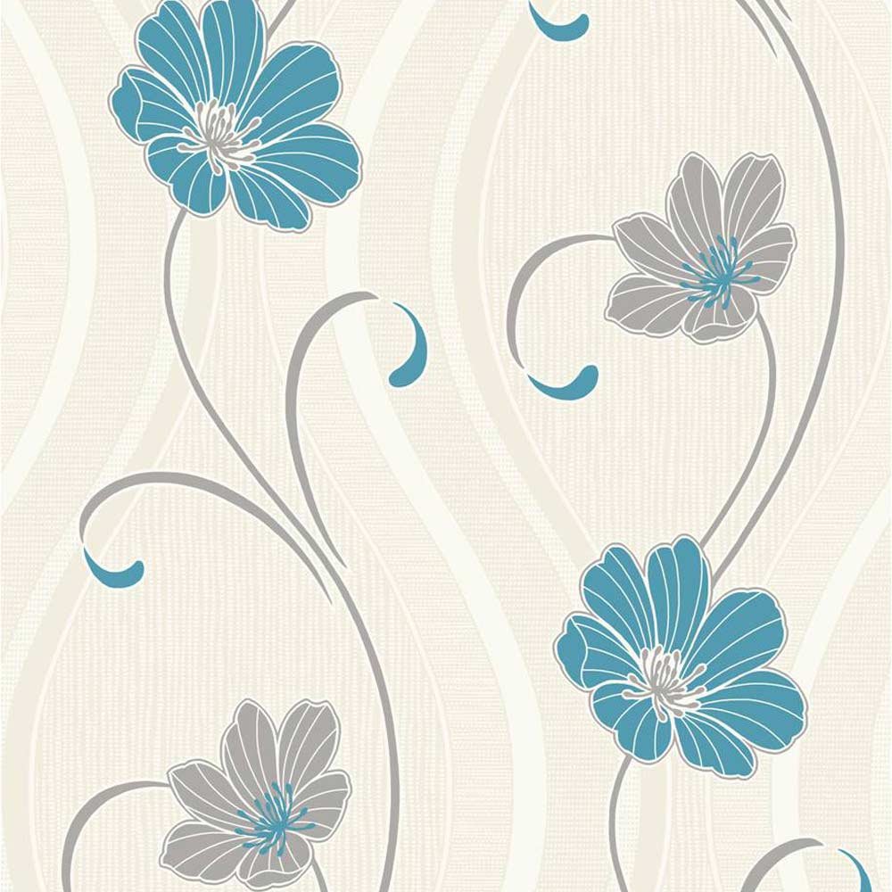 Teal Flower Wallpaper - WallpaperSafari