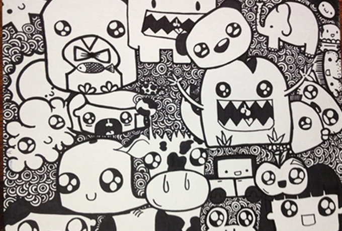 Image of doodle art monster wallpaper hd