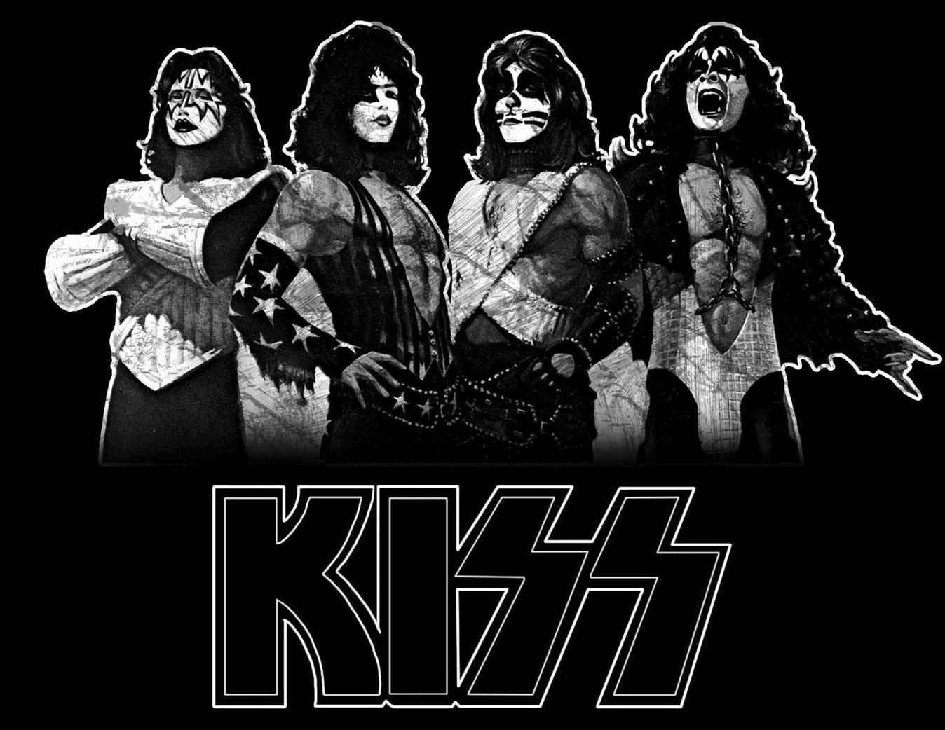 Kiss Band Black and White Art