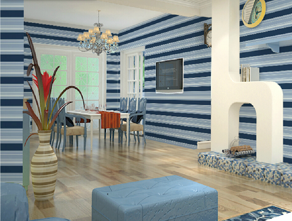 Living Room Horizontal Stripe Wallpaper Dining Room Interior Blue Horizontal Stripes Wallpaper New Home