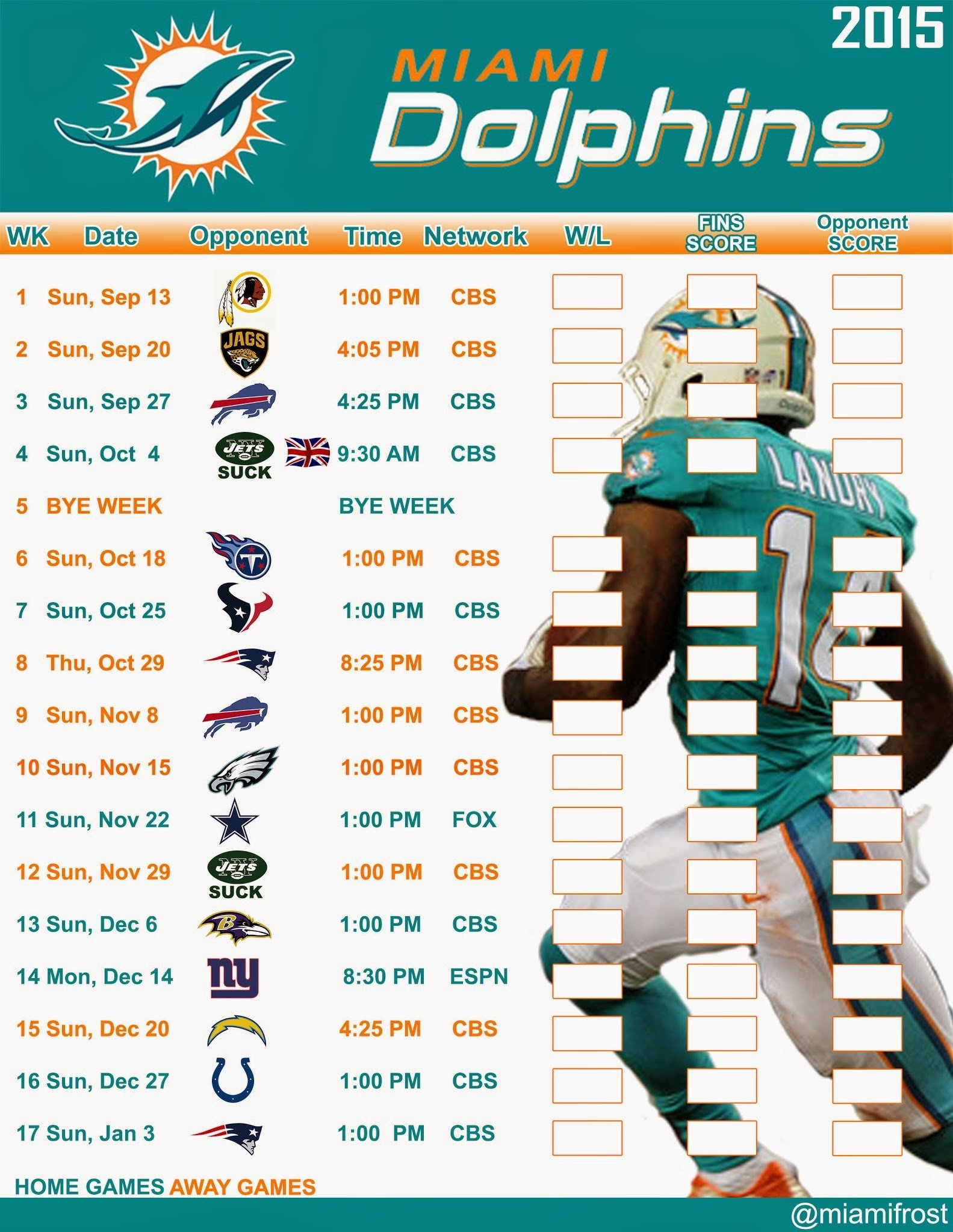 Miami Dolphins 2024 Printable Schedule