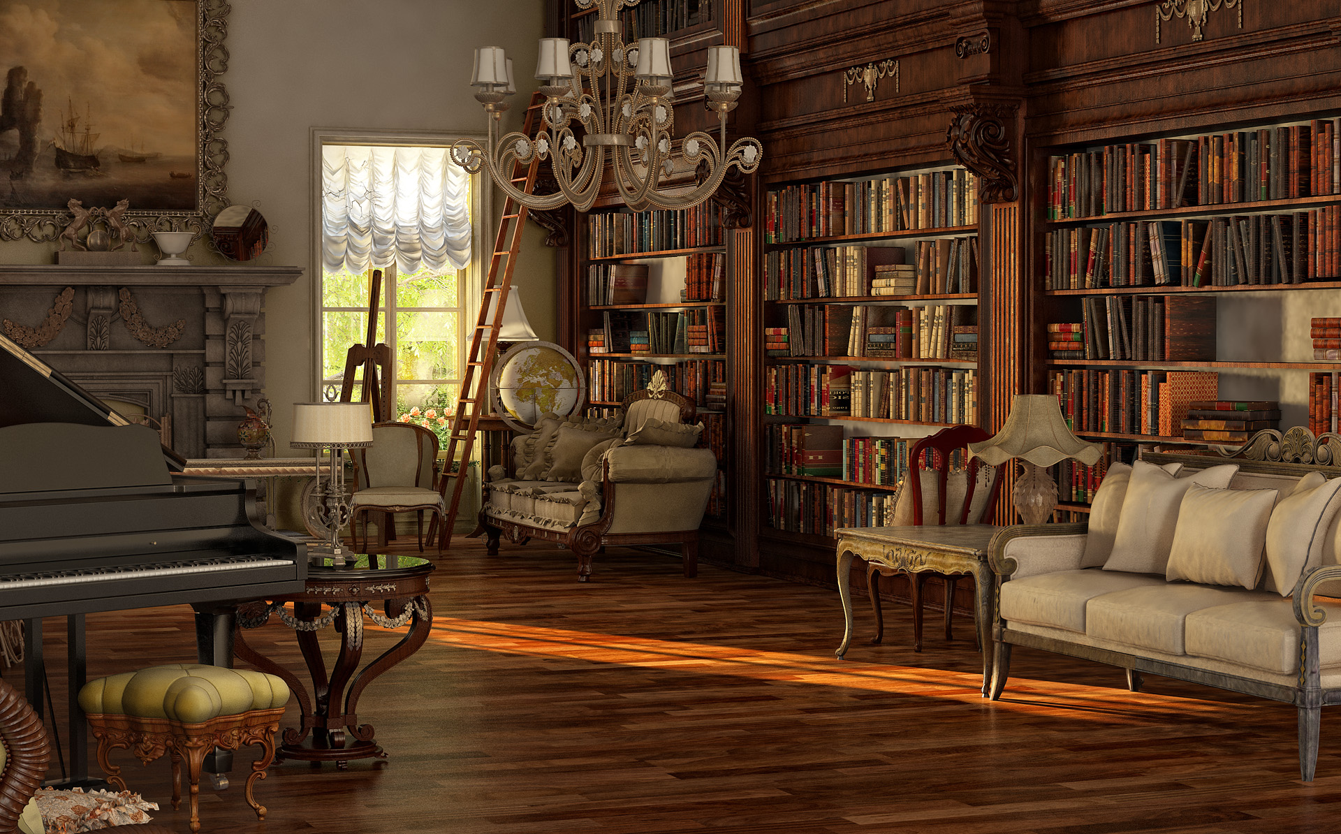 steampunk living room fantasy