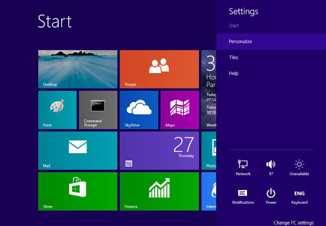 How to change start screen background in windows 81