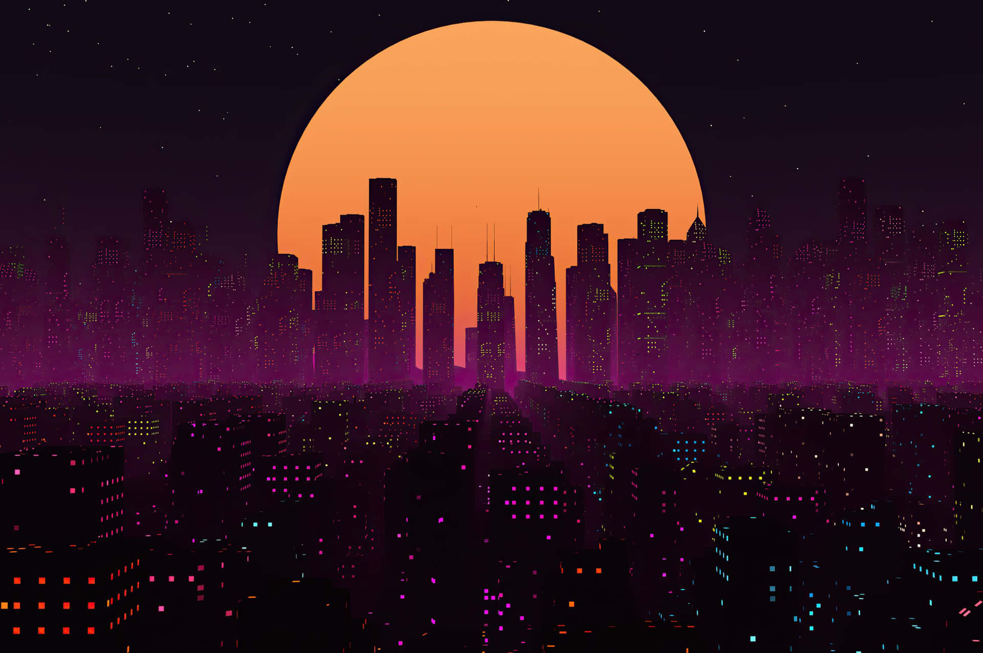 City Pixel Art Wallpaper