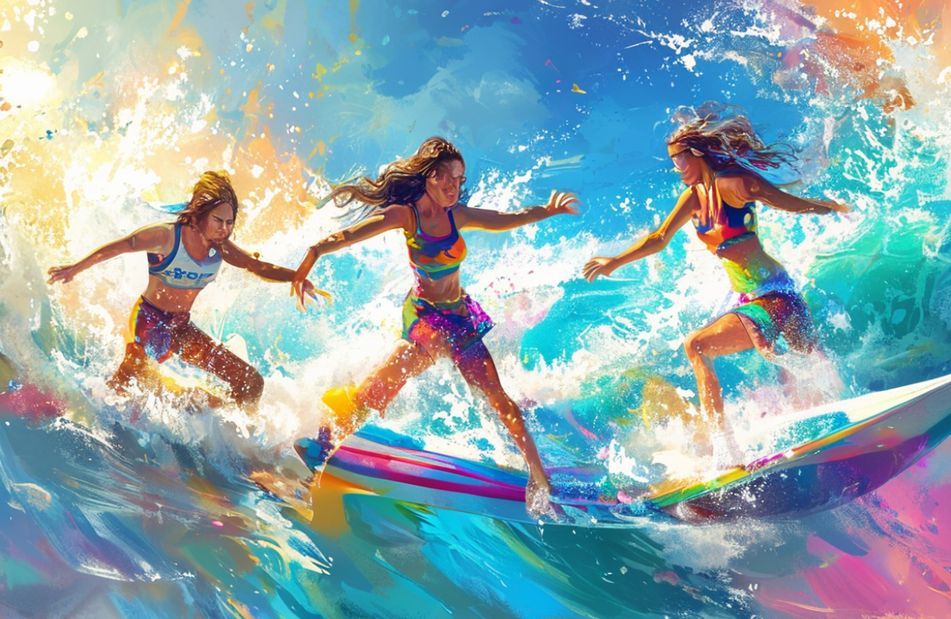 Girls Surfing Wallpaper