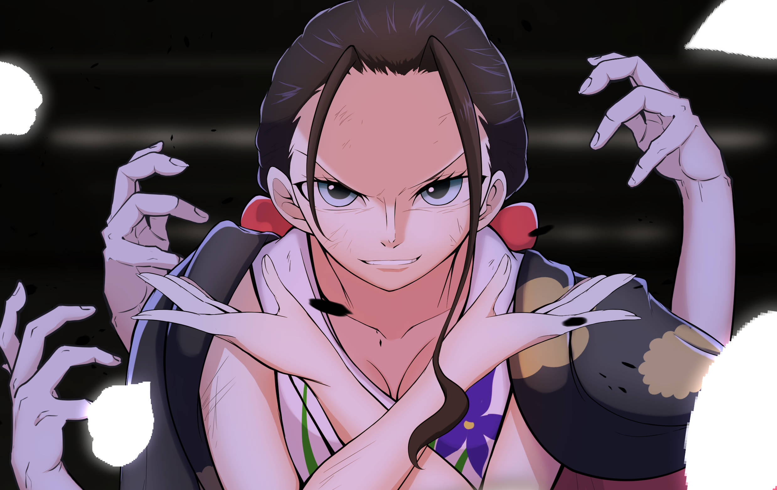 En Nico Robin One Piece Selbstbewusster Kampf Wallpaper