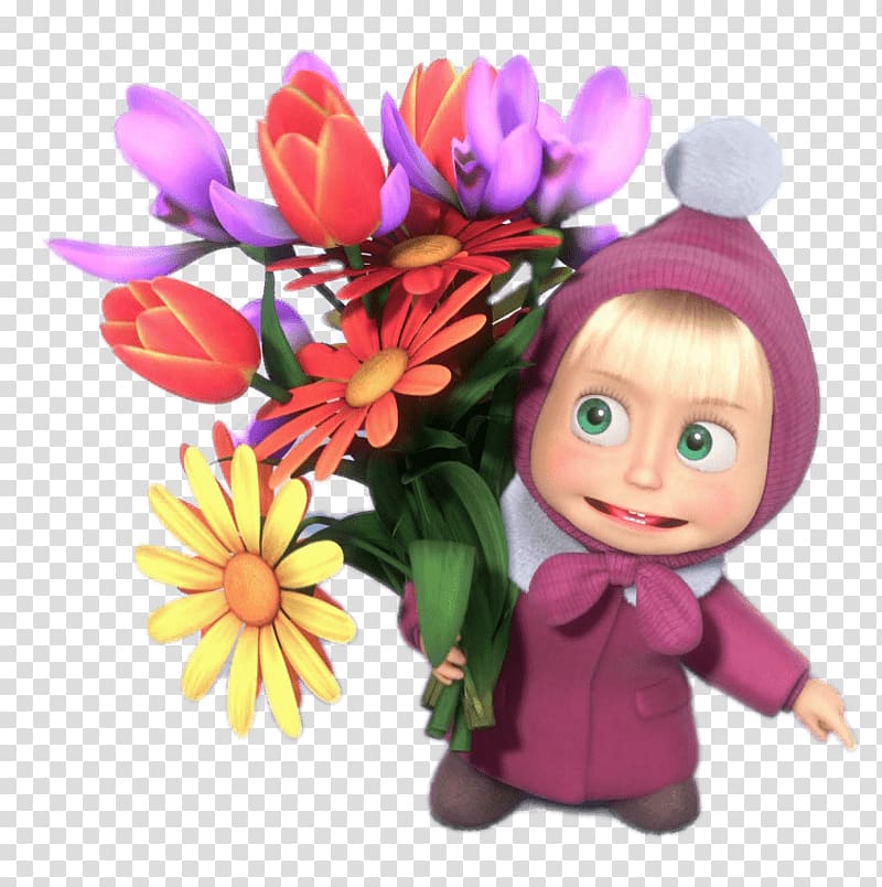 Baby Holding Flower Bouquet Masha Bunch Of Flowers