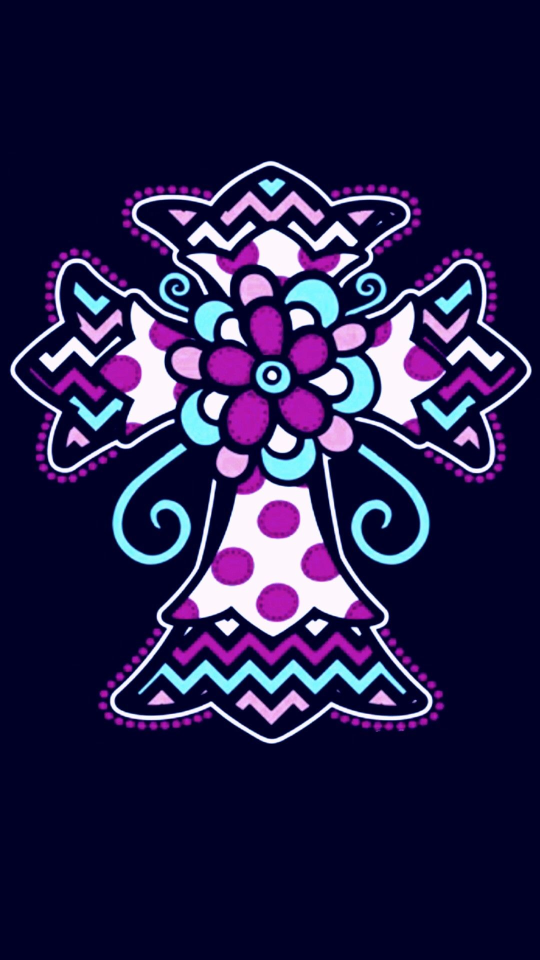Colorful Flower Cross Wallpaper