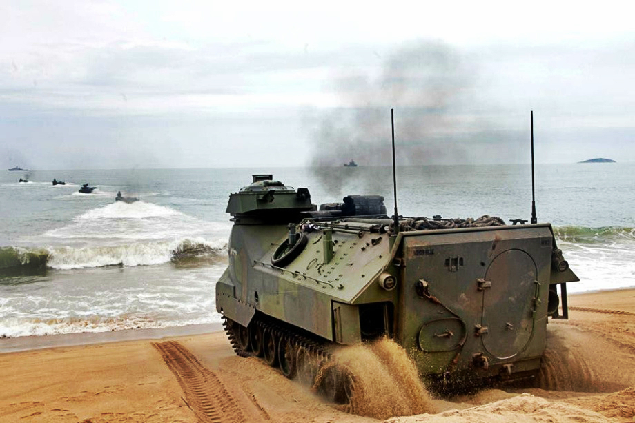 Military Tank In Sea