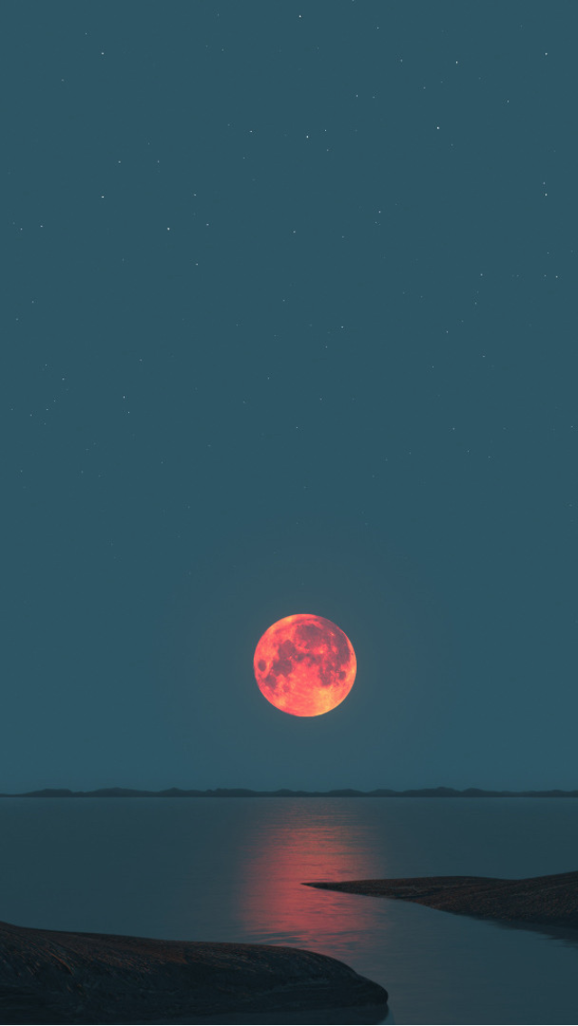 Red Moon Sunset iPhone 5 Wallpaper 640x1136