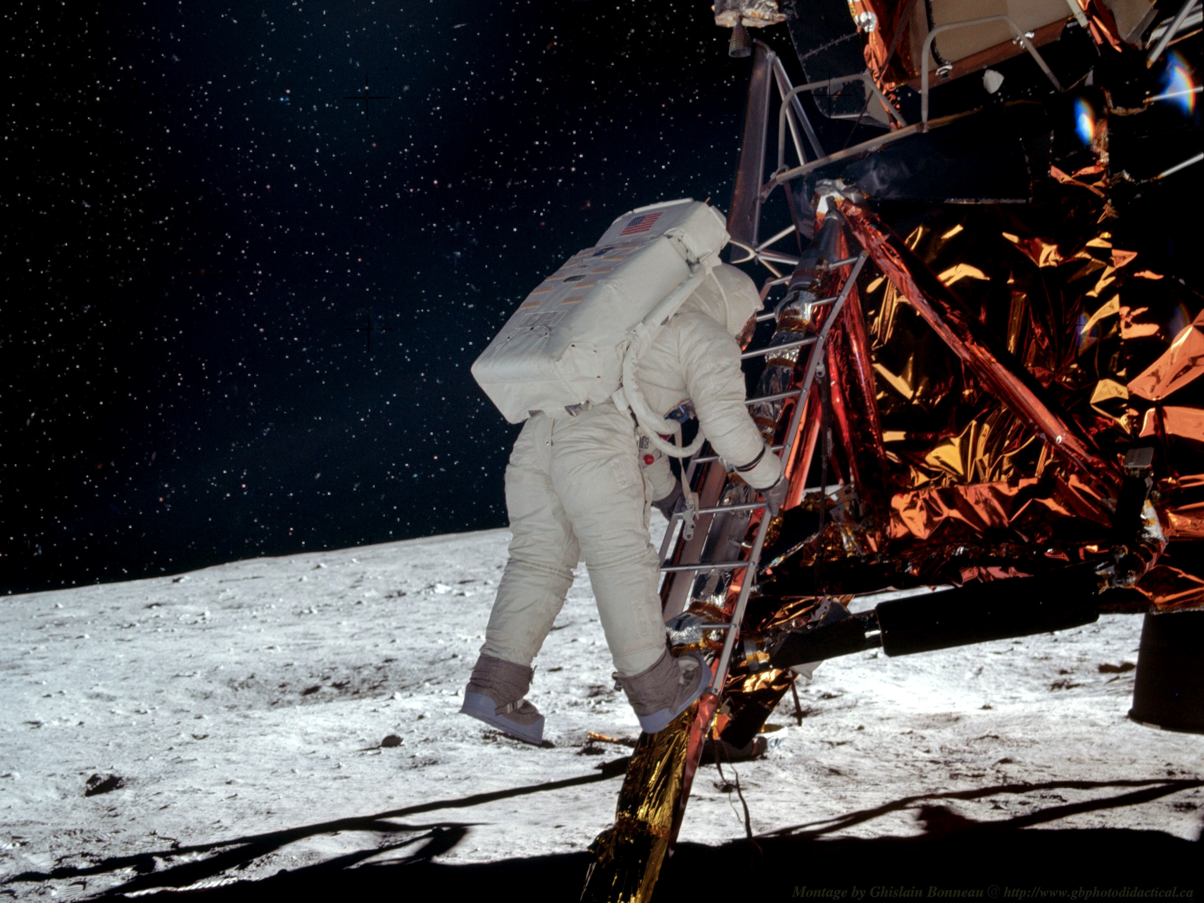 Wallpaper Nasa Apollo Buzz Aldrin Descending The Ladder