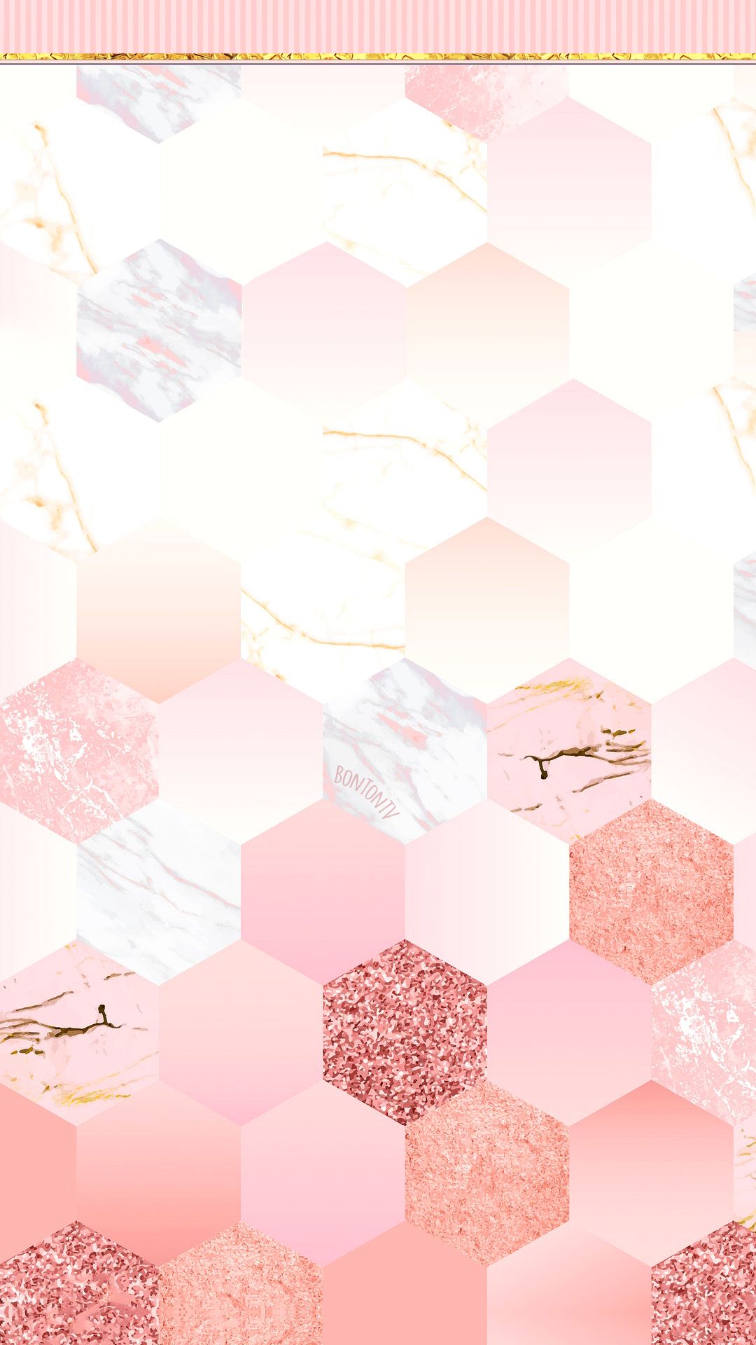 Phone Wallpaper HD Cute Girly Pink Hexagons With Gold By Bonton