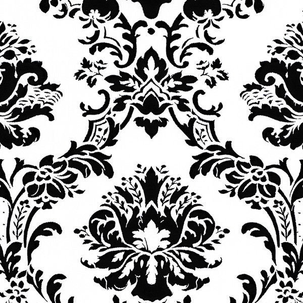 Large Scale Damask In White And Black Bk32013 Traditional