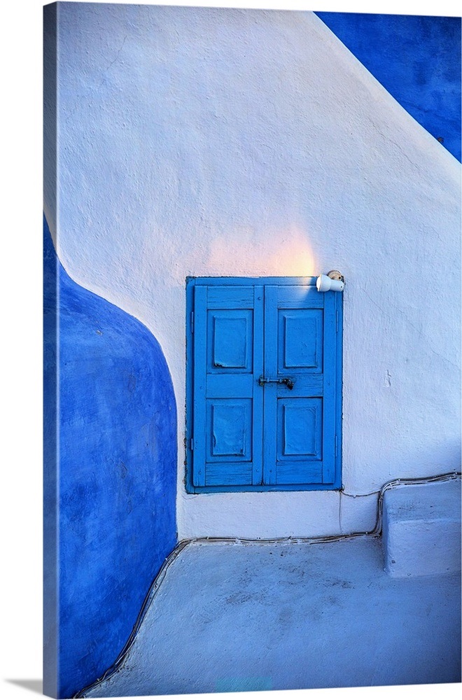 Blue Doors And White Walls Of Oia Santorini Greece Wall Art