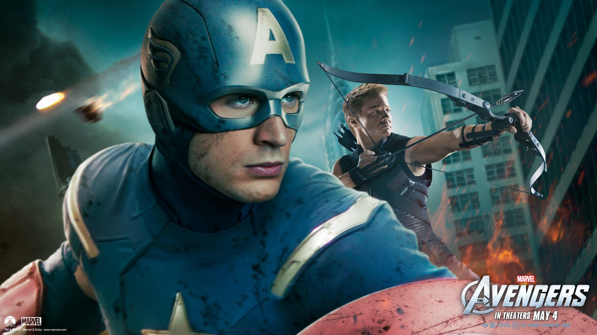 The Avengers Captain America Hawkeye Desktop Wallpaper
