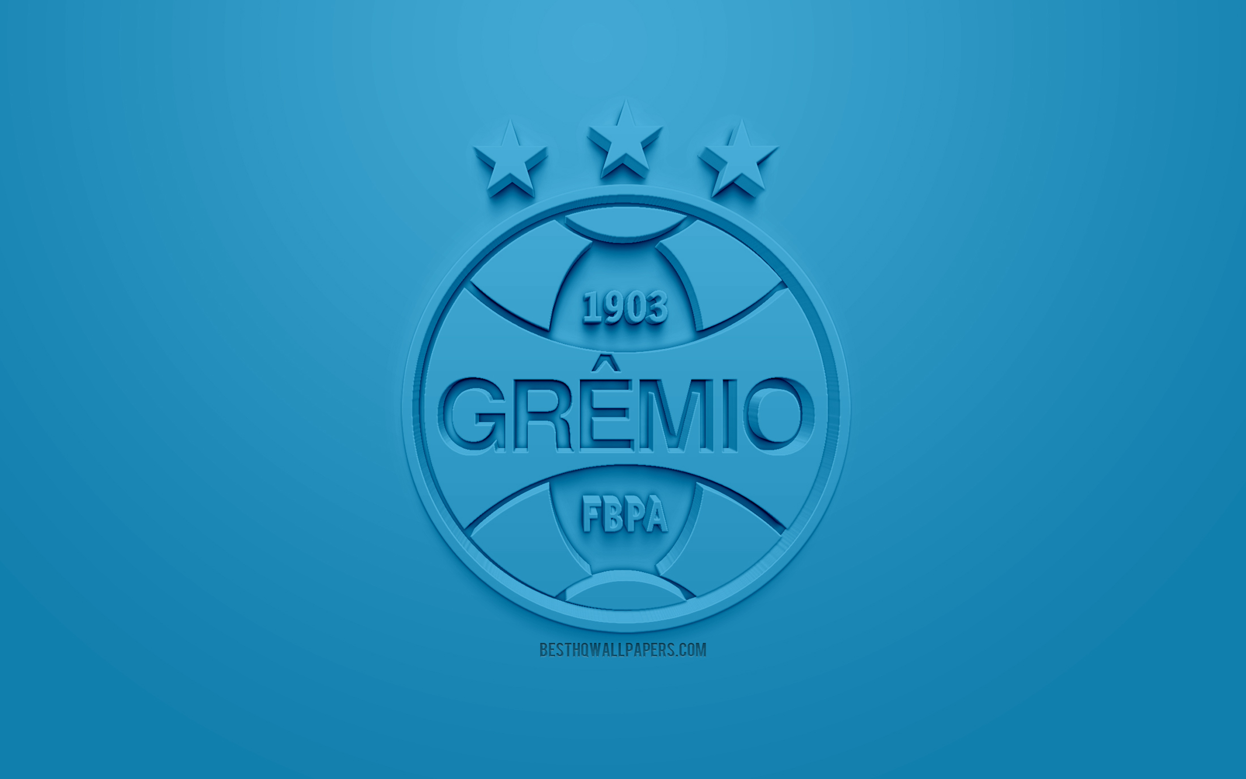 Wallpaper Gremio Fc Creative 3d Logo Blue Background