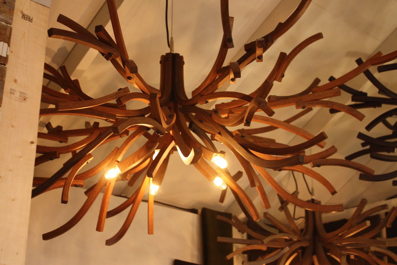 Ontario Wood S Display Included These Stunning Wooden Chandeliers