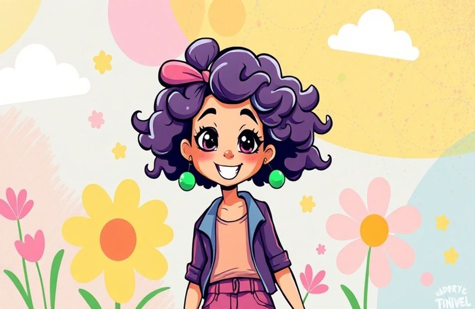 Curly Girl Cartoon Wallpaper