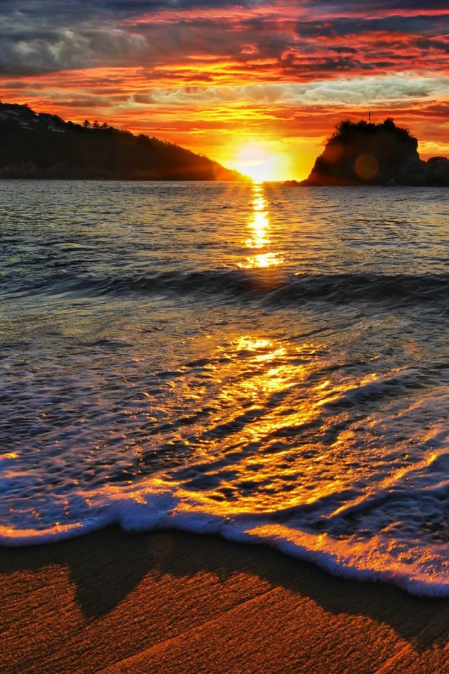 Glorious Sunset At Beach Mobile Wallpaper Mobiles Wall