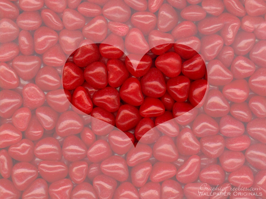 Valentine Wallpaper Red Heart Candies