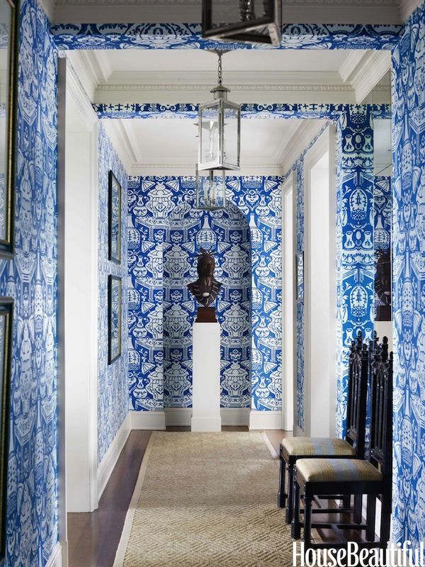 Blue And White Vase Wallpaper Brick