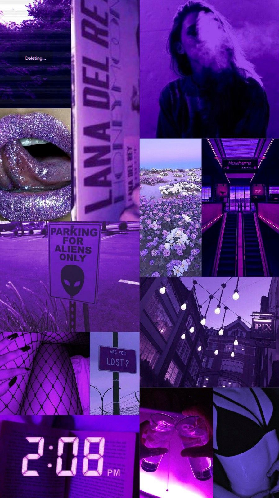 Wallpaper background collage aesthetic music color purple