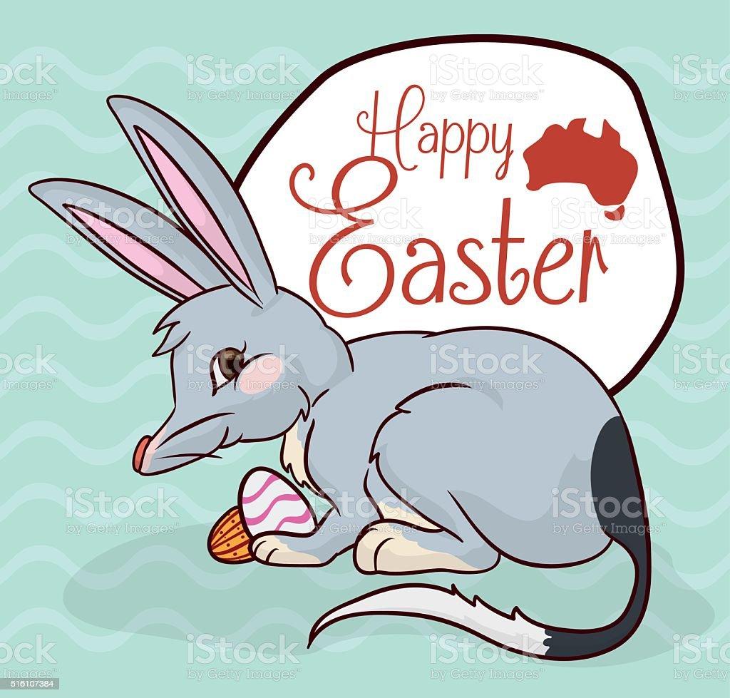 Mischievous Bilby With Chocolate Eggs In Easter Celebration Stock