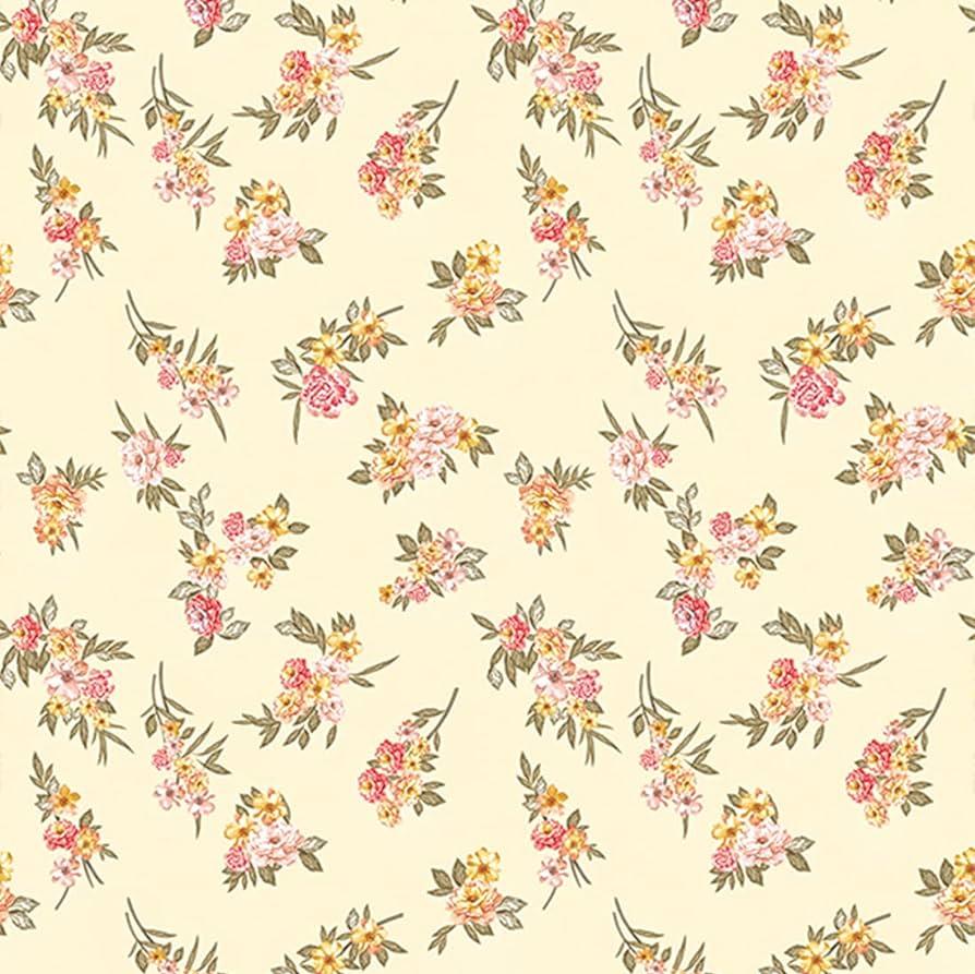 Kamtaivoy Vinyl Yellow Pink Floral Wallpaper Stick And Peel Beige