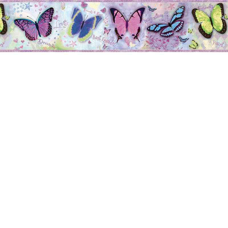 Purple BFF Butterflies Wallpaper Border   Baby Nursery Kids