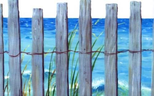 Wallpaper Border Trompe L Oeil Beach Fence