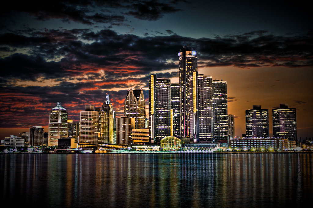 Detroit Skyline HDr By Ii Mccloud