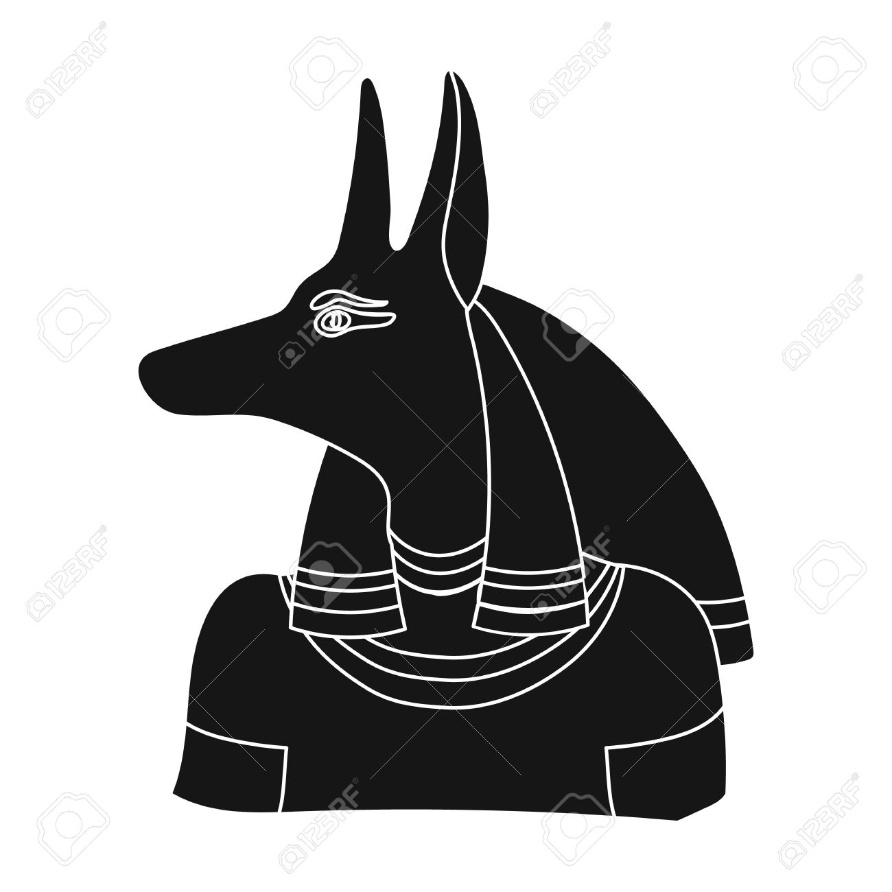 Anubis Icon In Black Style Isolated On White Background Ancient