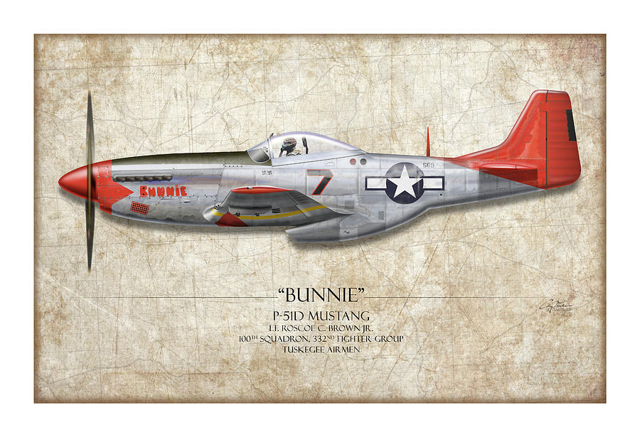Tuskegee Airmen P Mustang Map Background Art Print Digital