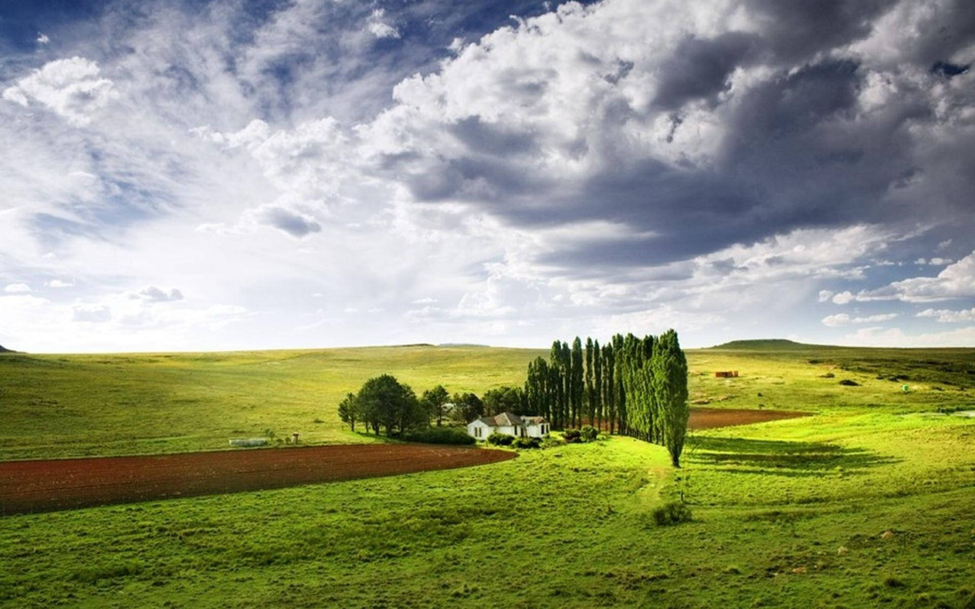 Farmhouse In A Vast Meadow 9gtkbkptihp2fflc Wallpaper