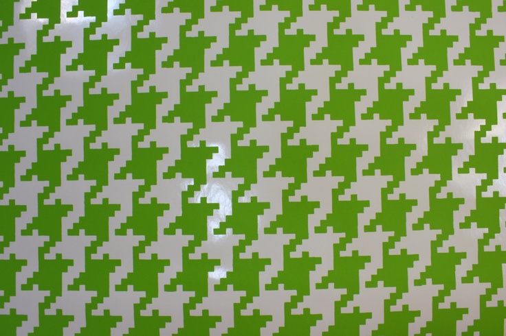 1970s Vintage Vinyl Wallpaper Kelly Green and White Houndstooth Desi
