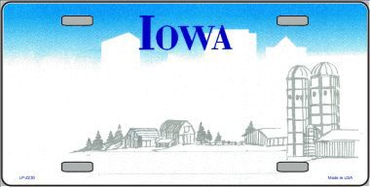 Iowa Novelty State Background Blank Metal License Plate