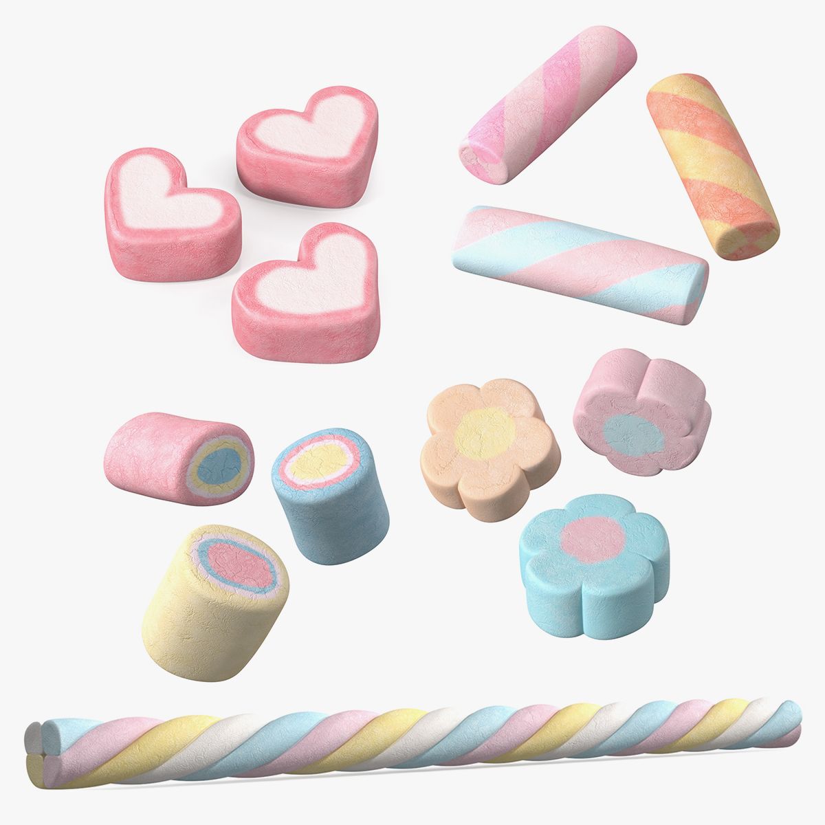 Shaped Marshmallows Collection 3d Model Wallpaper