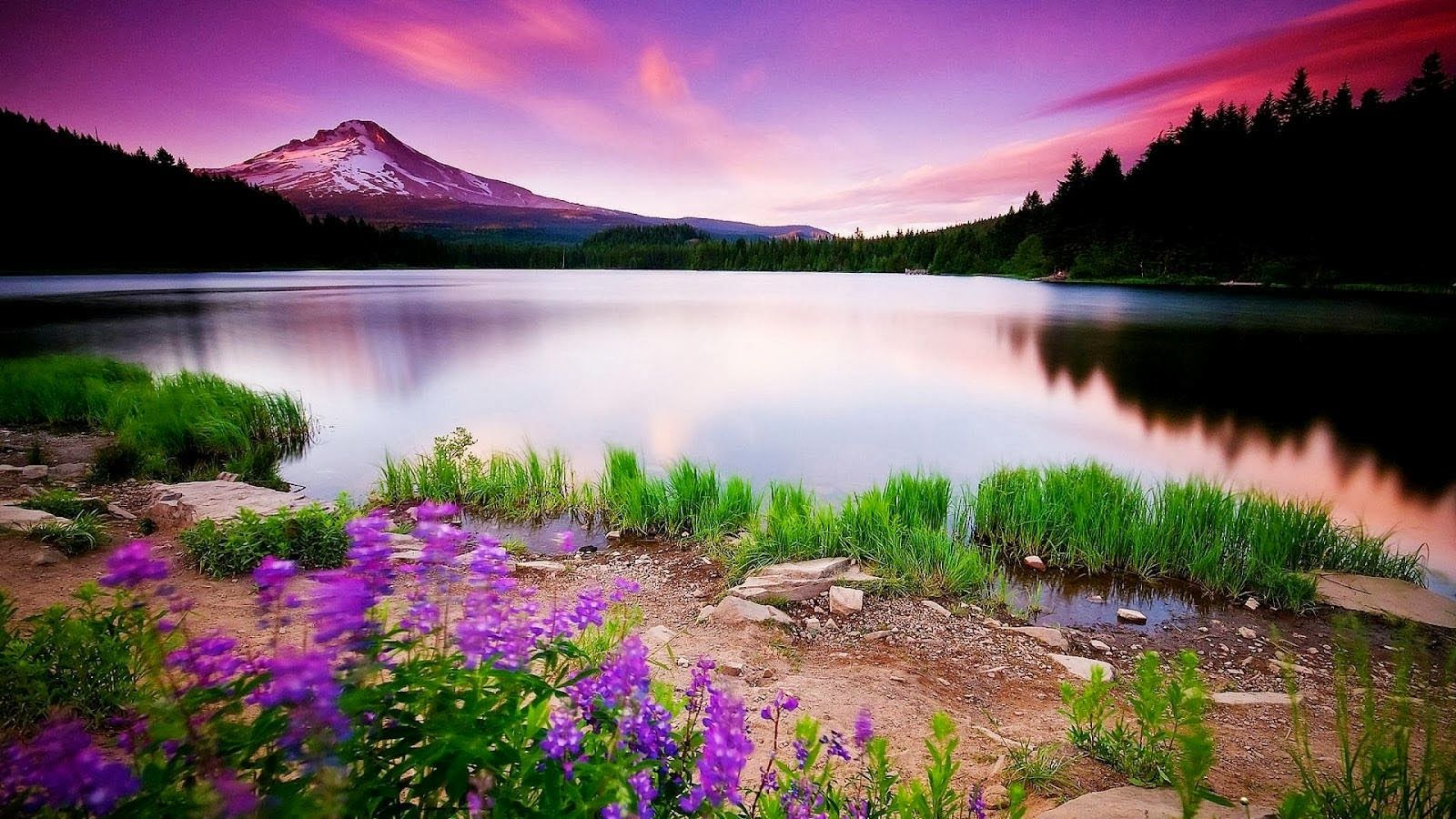 Colorful Lake Mountains Full HD Nature Wallpaper S