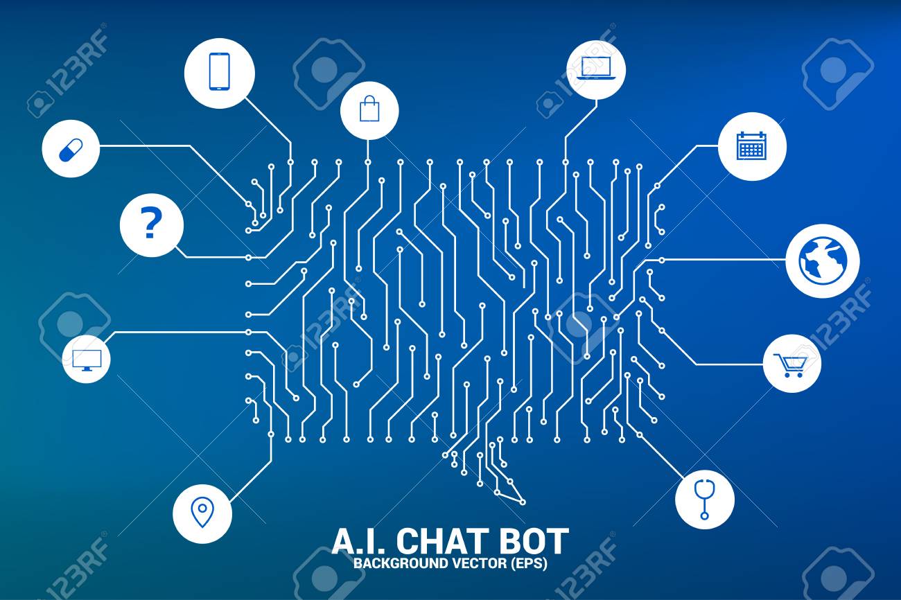Artificial Intelligence Chat Bot Service With Dot Connected Line