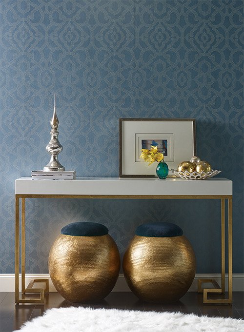 Wallpaper Allure In Blue Design By Candice Olson For York