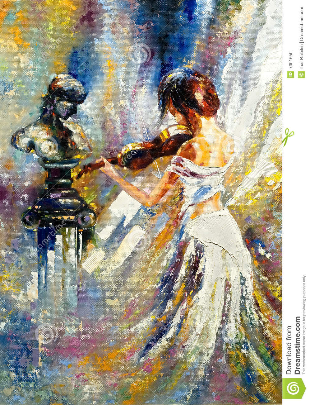 Lady And Violin Oil Paintings For