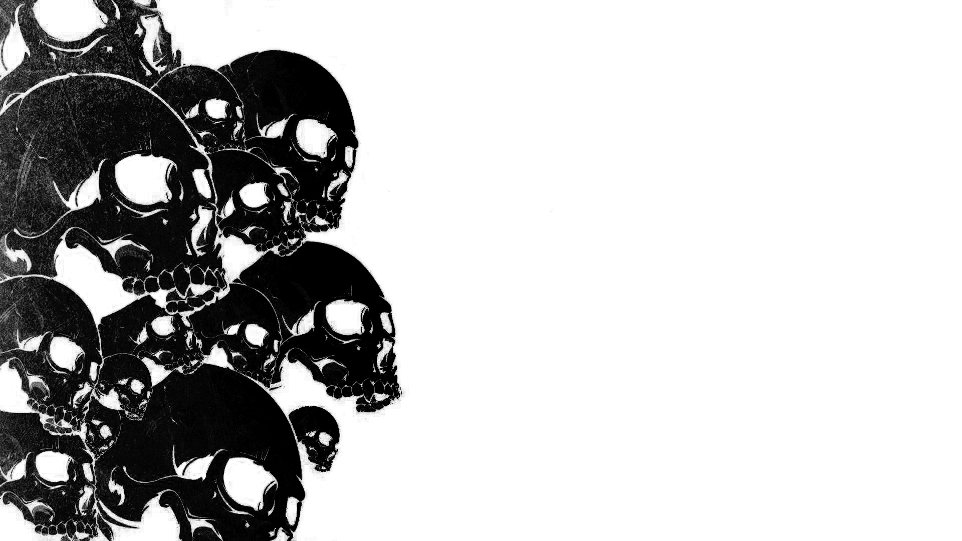 Skulls Black Wallpaper White Bones