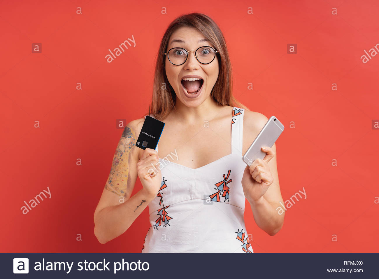 Image Of Happy Glad Excited Pretty Young Woman Isolated Over Red