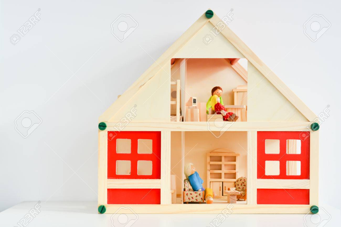 Girls Dollhouse Isolated On White Background Stock Photo Picture