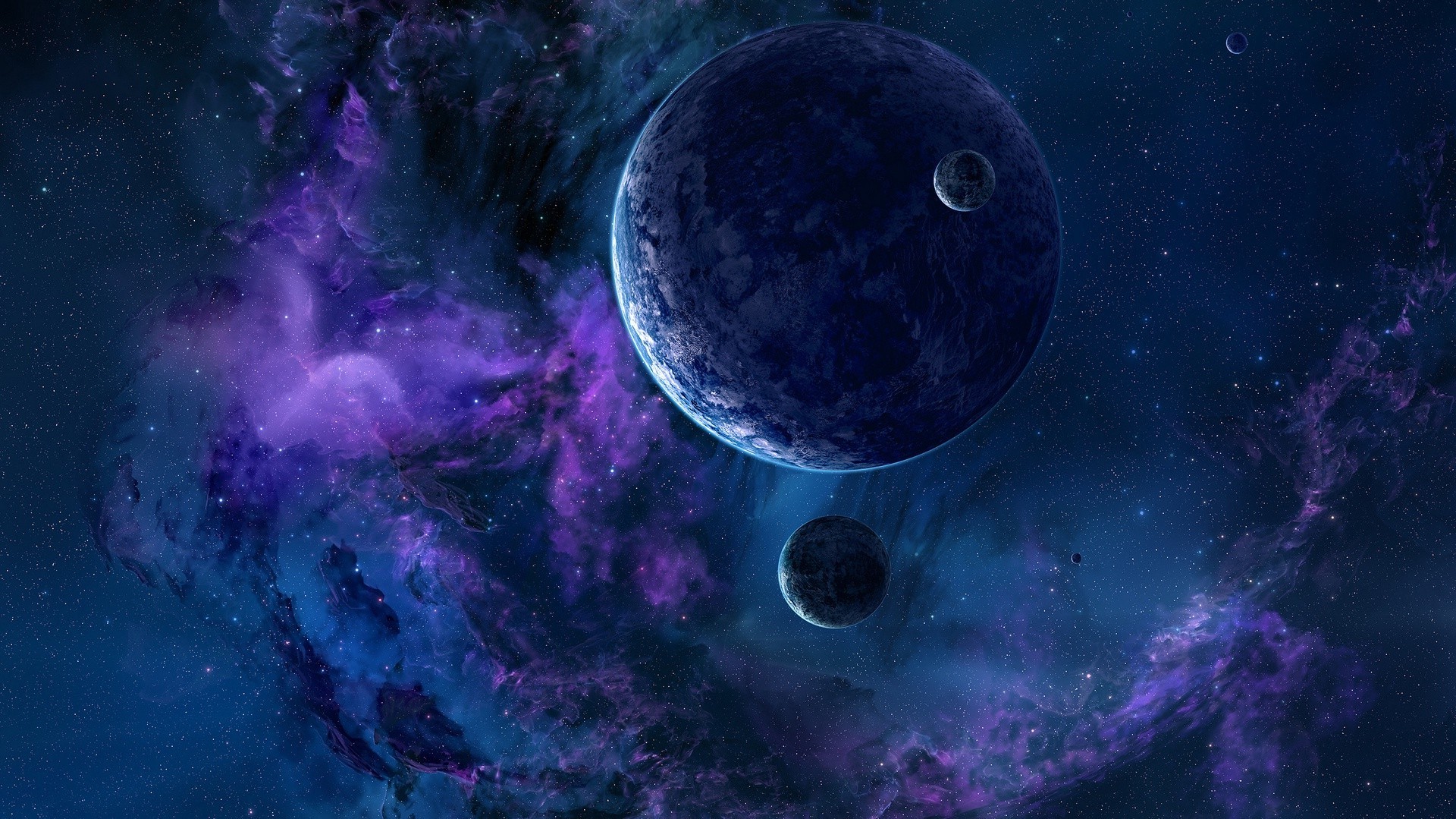 Artwork Digital Art Space Galaxy Stars Planet Moon Wallpaper HD