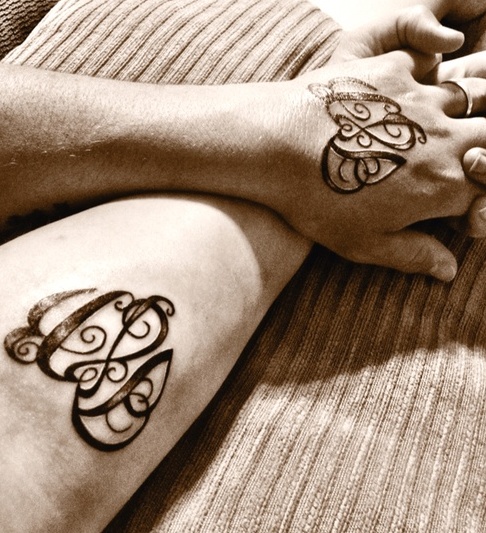 Matching Tribal Heart Tattoo For Couples Jpg