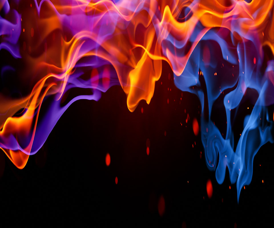 Galaxy S Amoled Wallpaper Red And Blue Fire