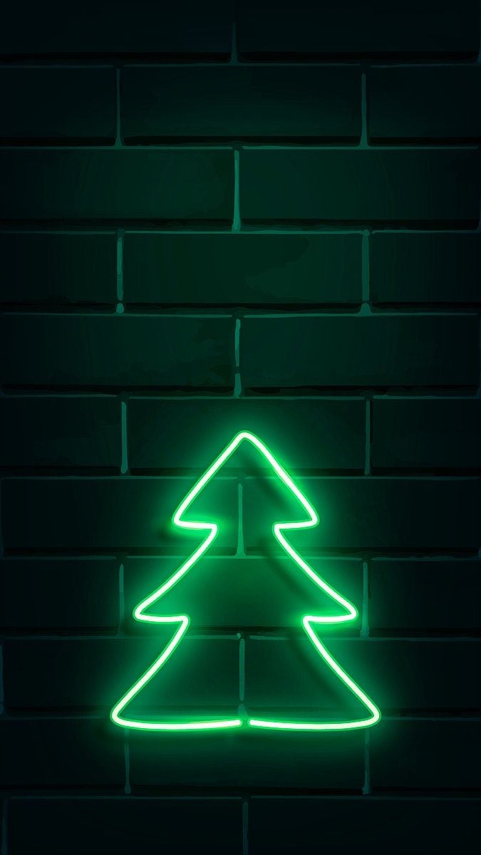 Christmas tree neon sign on a dark brick wall vector premium 675x1200