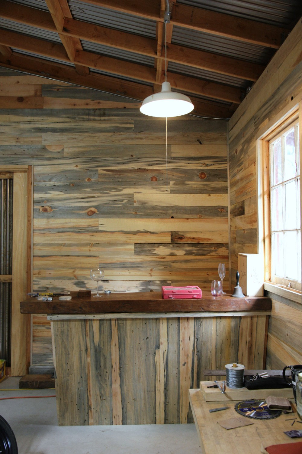 Diy Pipe Shelf Reclaimed Wood Plank Walls